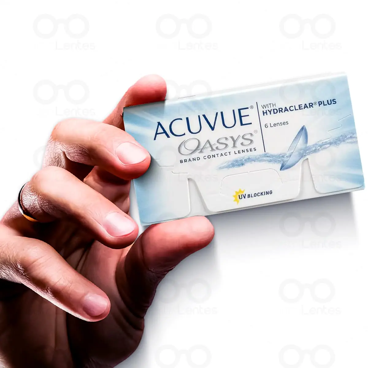Lentes de Contato Acuvue Oasys HydraClear Plus - Mão e Caixa
