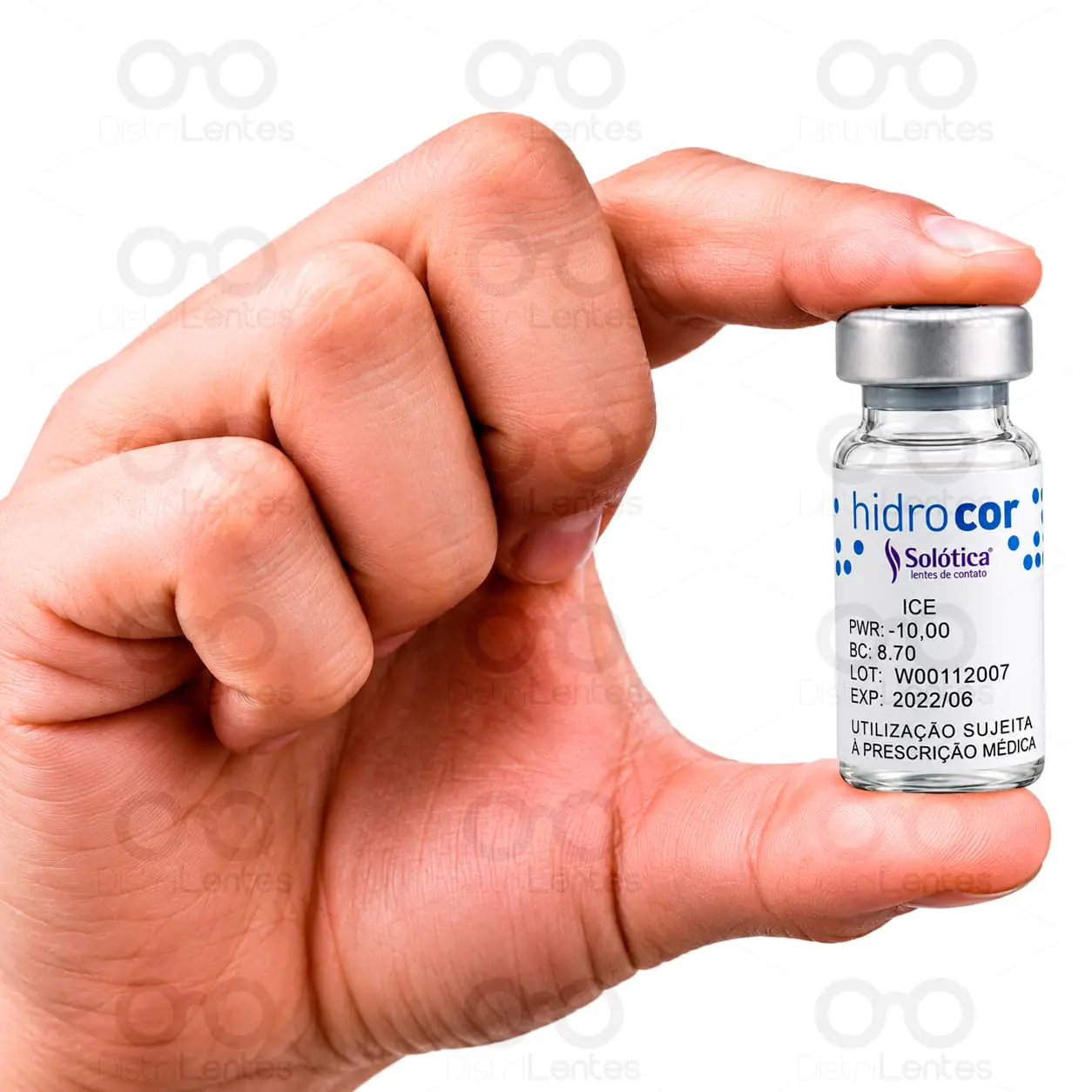 Lentes de Contato Hidrocor Anual - Coloridas - Mão e Frasco