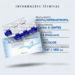 Lentes de Contato Jhonson ACUVUE OASYS HYDRACLEAR PLUS Miopia e Hipermetropia Informações técnicas distrilentes