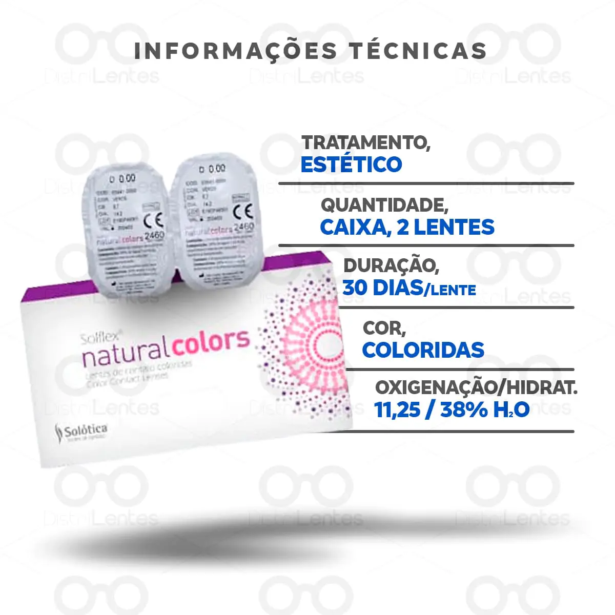 Lentes de Contato Natural Colors Mensal Informações técnicas