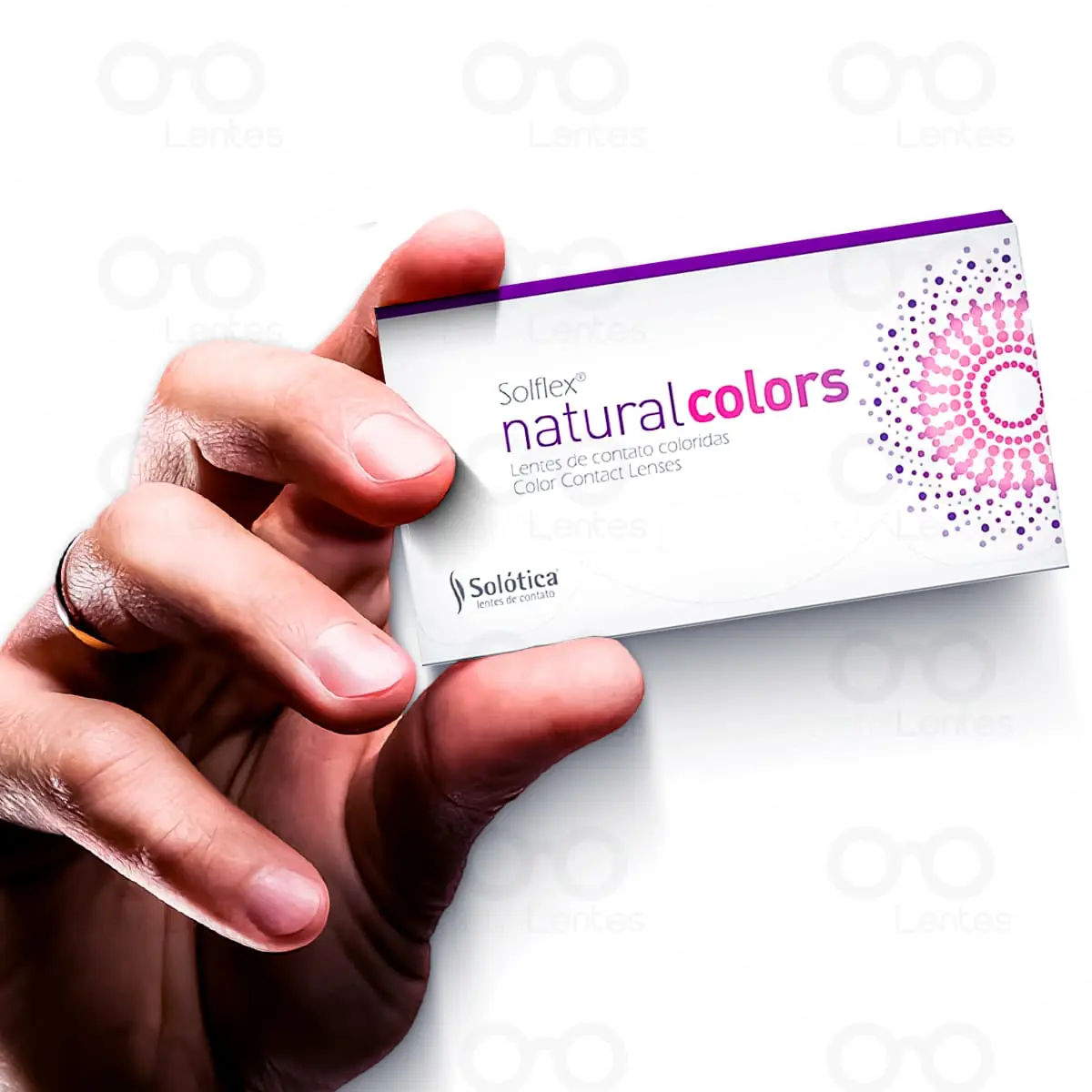 Lentes de Contato Natural Colors Mensal - Mão e Caixa