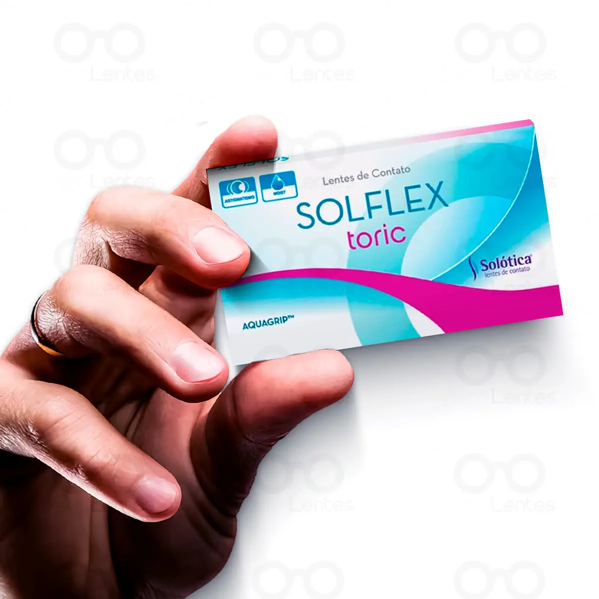 Lentes de Contato Solflex Toric Astigmatismo - Mão e Caixa