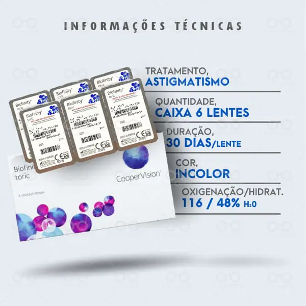 Lentes de Contato COOPER VISION BIOFINITY TORICA astigmatismo distrilentes