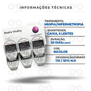 Lentes de Contato Avaira Vitality Informações técnicas