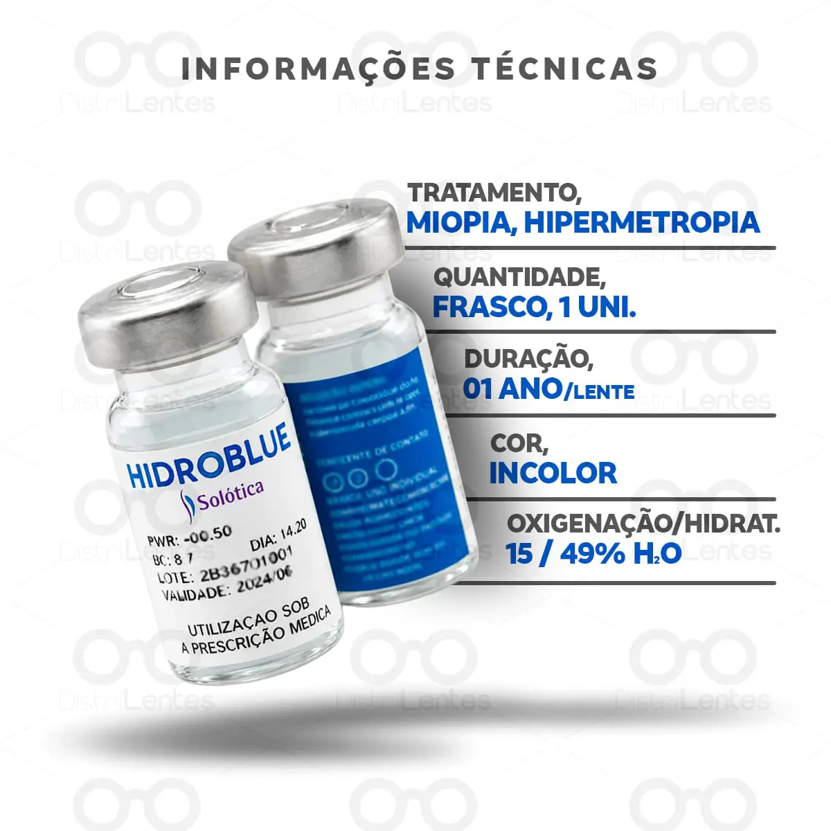 Lentes de Contato Hidroblue UV - Informações técnicas