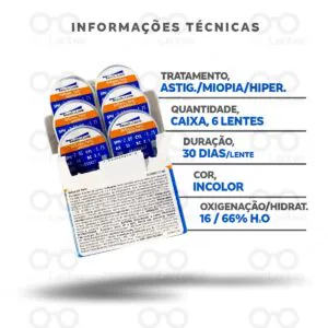 Lentes de Contato Soflens Toric Astigmatismo - Informações técnicas