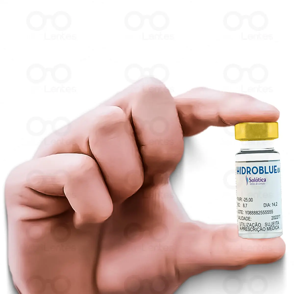 Mão e Caixa Lentes de Contato Hidroblue UV Tórica