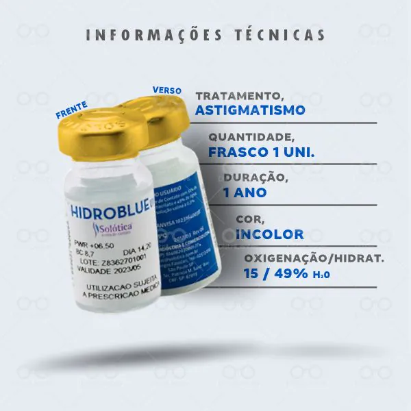 SOLÓTICA Hidroblue UV Torica Informações técnicas