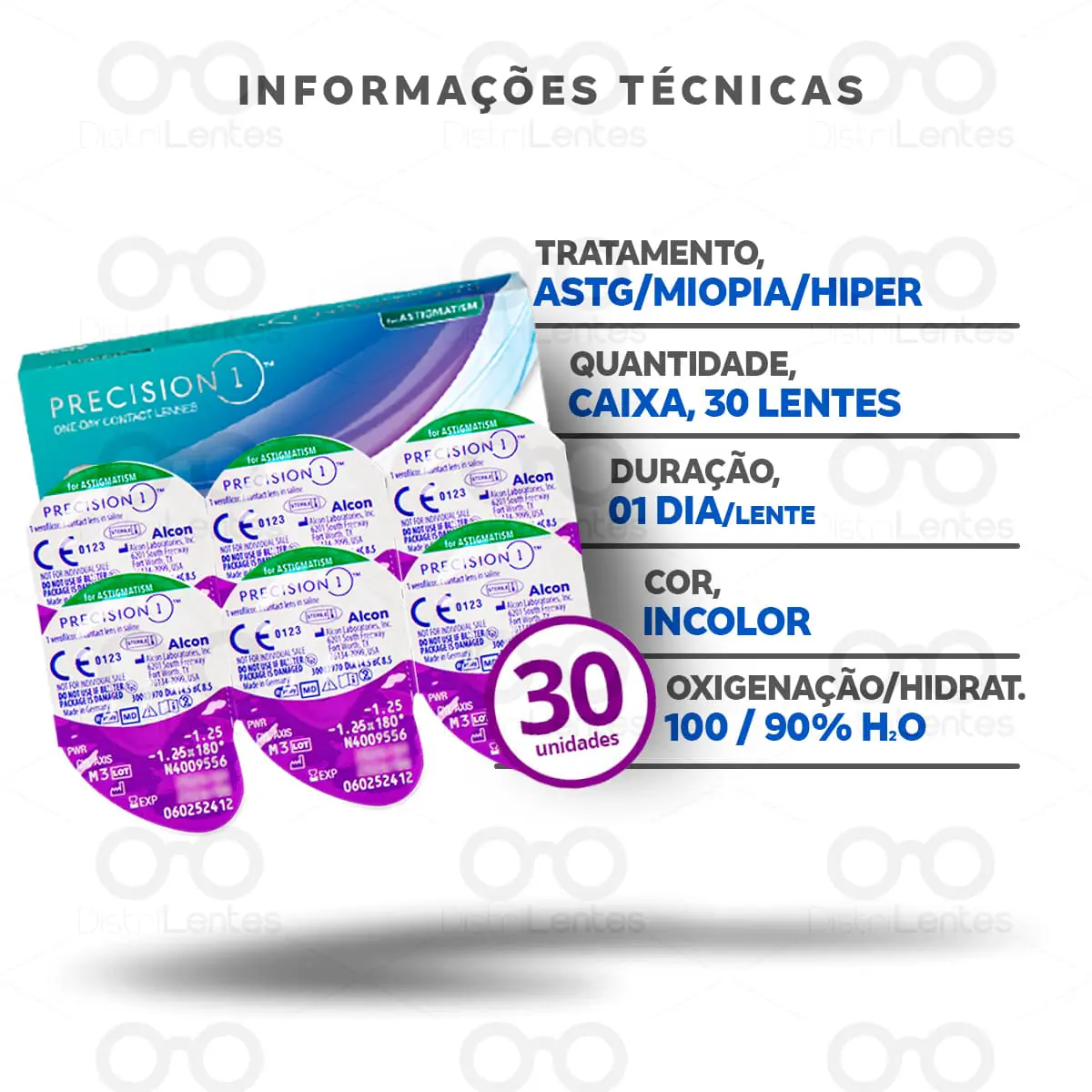 Lentes de Contato Precision 1 Astigmatismo Tórica Informações técnicas