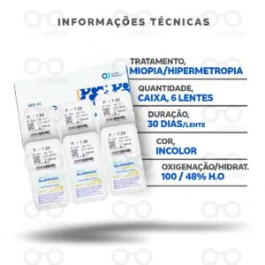 Lentes de Contato Silidrogel Asférica - Informações técnicas
