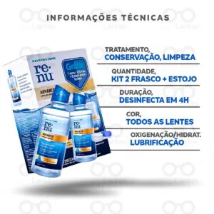 Renu Advanced 475 ml - Solução multiuso para lentes de contato Informações técnicas