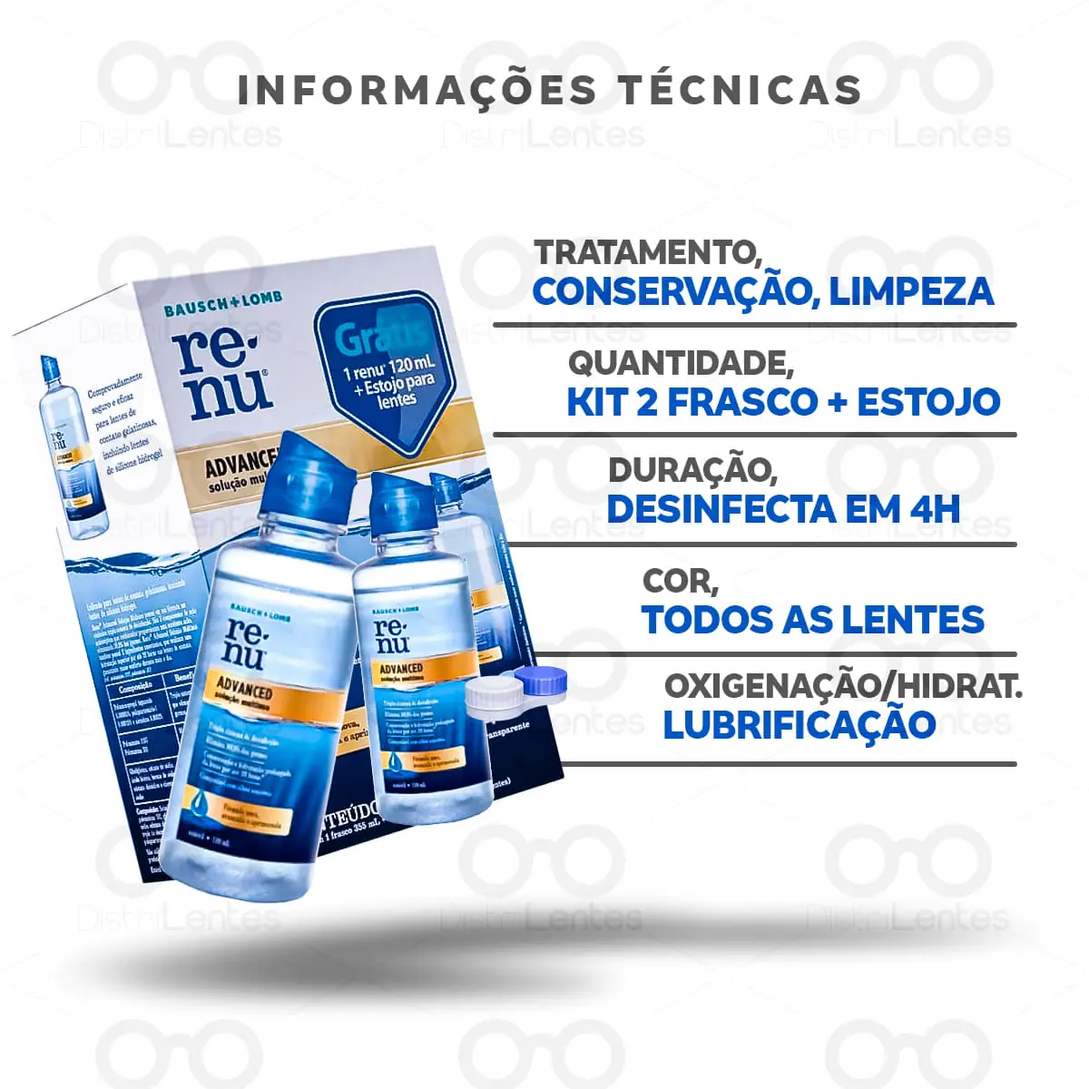 Renu Advanced 475 ml - Solução multiuso para lentes de contato Informações técnicas